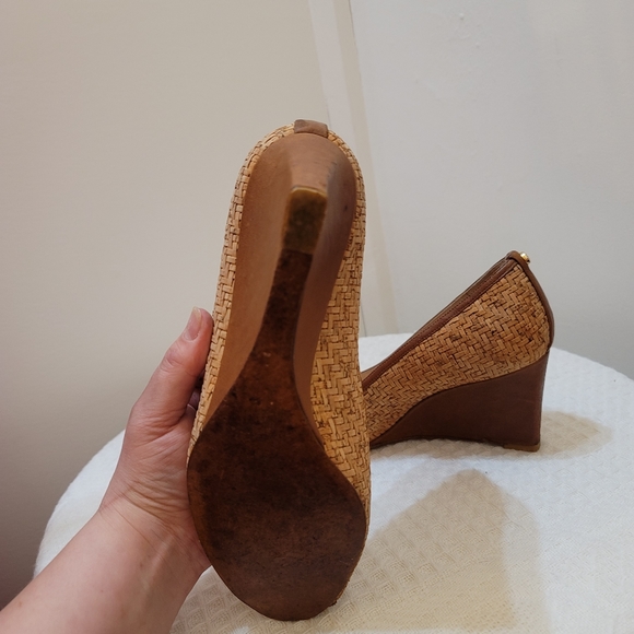 Beautiful summer wedge shoes with cork and genuine leather Trim - Picture 7 of 9